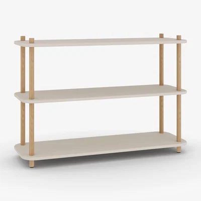 Dunelm Elements Miller Low Bookcase, Stone Stone