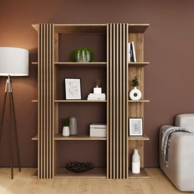Dunelm Rowan Wide Shelving Unit, Oak Effect