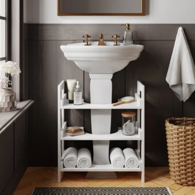 Dunelm Kayla Under Sink Shelving Unit, White White