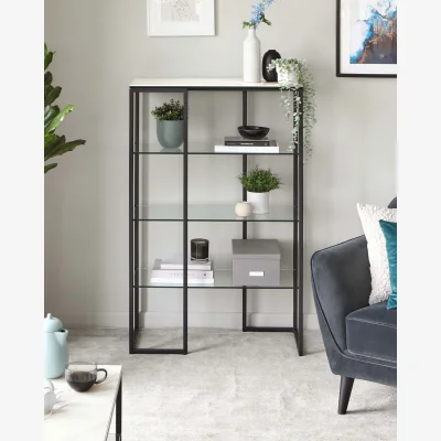 Danetti Georgia Marbled Ceramic and Black Frame Modular Shelving Unit