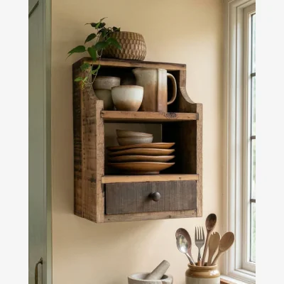 Dibor Grimaud Wooden Shelving Unit with Drawer
