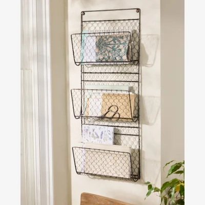 Dibor Black Wire Wall Mounted Magazine Rack