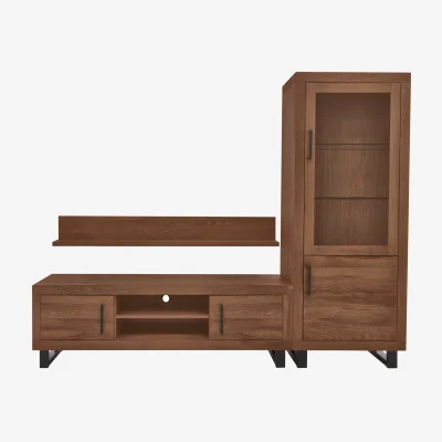 Furniture Village Bodahl - Terra Small Media Set with TV Unit, Small Right Hand Display Cabinet and 150cm Wall Shelf - Old Bassano