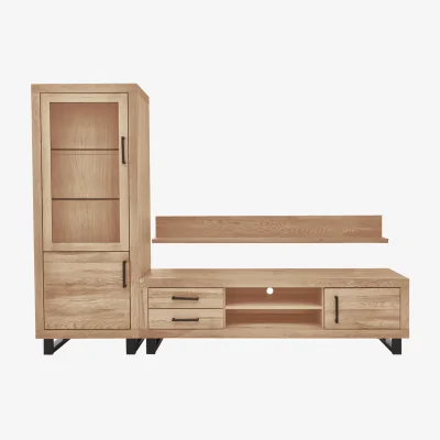 Furniture Village Bodahl - Terra Large Media Set with TV Unit, Small Left Hand Facing Display Cabinet and 180cm Wall Shelf