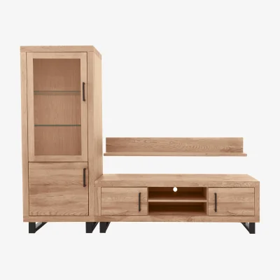 Furniture Village Bodahl - Terra Small Media Set with TV Unit, Small Left Hand Display Cabinet and 150cm Wall Shelf