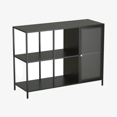 Homebase Cullen Rib Door Shelving Unit - Black