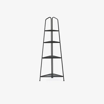 John Lewis VegTrug Modern Steel Indoor/Outdoor Corner Plant Stand, 4 Shelves, Black