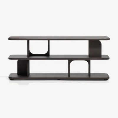 Kave Home Aduma ebonised finish oak veneer shelving unit FSC 100% 160 x 65 cm