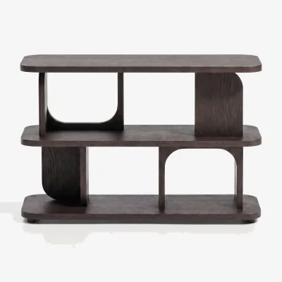 Kave Home Aduma ebonised-finish oak veneer shelving unit FSC 100% 100 x 65 cm