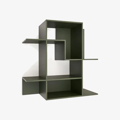 Kave Home Ina modular shelving unit in green lacquered MDF 80 x 80cm