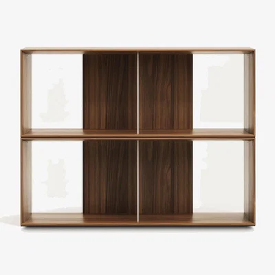 Kave Home Litto set of 2 modular shelving units in walnut wood veneer, 101 x 76 cm