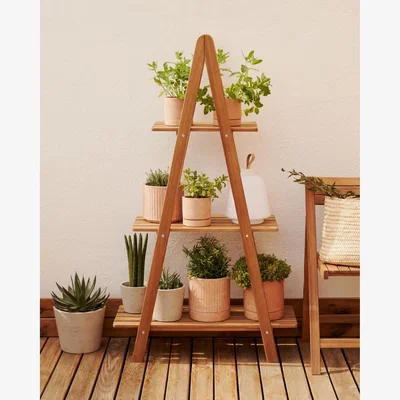 Kave Home Victora outdoor shelving unit made from solid acacia wood, 80 x 140 cm
