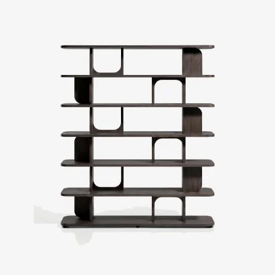 Kave Home Aduma ebonised-finish oak veneer shelving unit with FSC 100% 160 x 187 cm