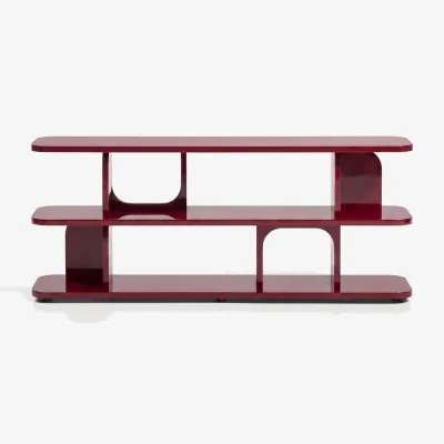 Kave Home Aduma maroon glossy-finish lacquered MDF shelving unit FSC 100% 160 x 65 cm