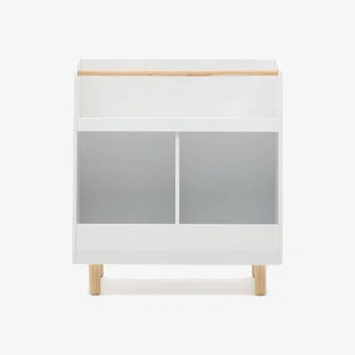 Kave Home Serwa bookcase in white MDF with solid pine legs and bar FSC MIX Credit