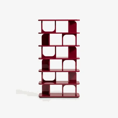 Kave Home Aduma glossy-finish maroon lacquered MDF shelving unit FSC 100% 100 x 187 cm