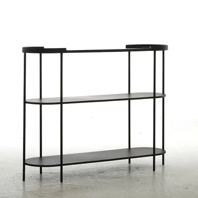 La Redoute Smoked Glass Metal 3-Tier Console Shelving Unit
