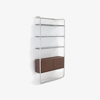 La Redoute Giorgio Wall-Mounted Chrome-Plated Steel Bookcase with 2-Door Cabinet