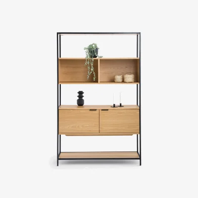 La Redoute Volga Modular Bookcase with 2 Compartments and 2 Doors in Oak Veneer