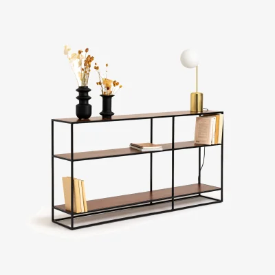 La Redoute Watford Walnut & Metal Shelving Console Unit