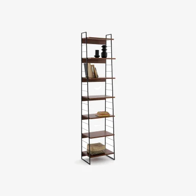 La Redoute Watford 220cm High Steel and Walnut 7-Shelf Bookcase