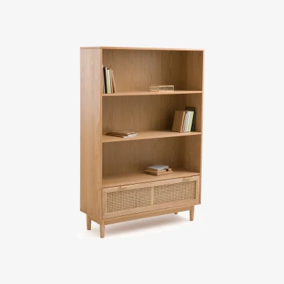 La Redoute Loris Oak Veneer & Rattan Bookcase