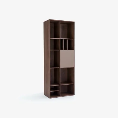 La Redoute Mikube Walnut Bookcase with Leather Door