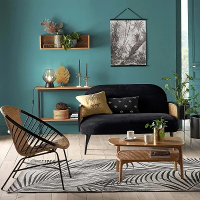 La Redoute Waska Wall Shelf in Oak, Oak Veneer and Cane