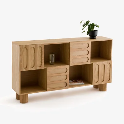 La Redoute Cannelo 165cm Low Oak Bookcase