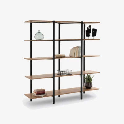 La Redoute Hiba Bookcase in Solid Oak and Steel