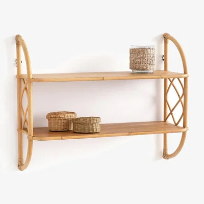 La Redoute Malu 60cm Double Rattan Wall Shelf