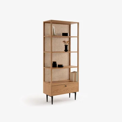 La Redoute Noya Oak & Rattan Cane Bookcase