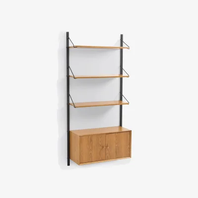 La Redoute Hiba Wall Shelf with 1 Closed Cabinet in Oak Veneer