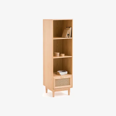 La Redoute Loris Oak Veneer and Rattan Column Bookcase
