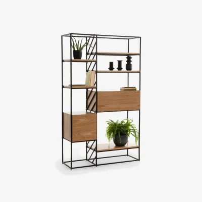 La Redoute Vaulty Wired Bookcase in Iron and Oak Veneer