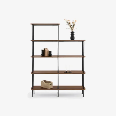 La Redoute Kerrie Asymmetric Bookcase in Walnut Veneer and Steel
