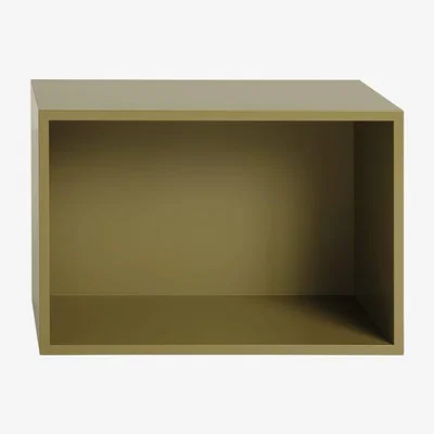 Made in Design Stacked Shelf wood green / Large rectangular 65x43 cm / With bottom - Muuto