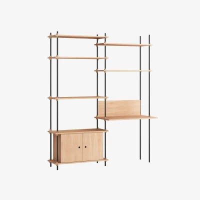 Made in Design Shelving System – s.200.2.E Desk natural wood / W 162 x H 200 cm x D 52 / 35 cm - MOEBE