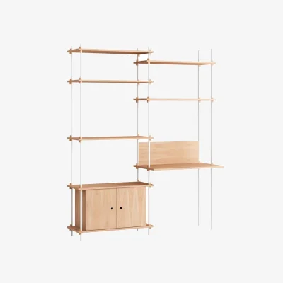 Made in Design Shelving System – s.200.2.E Desk natural wood / W 162 x H 200 cm x D 52 / 35 cm - MOEBE
