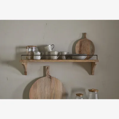 Nkuku nkuku Meera Mango Wood & Iron Gallery Shelf | Storage Furniture | Natural | Small