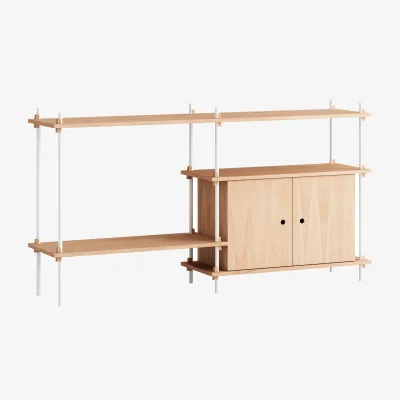 Nordic Nest MOEBE Shelving System shelf with cabinet Oak-white 163x85x35 cm S.85.2.C