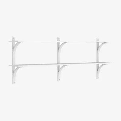 Nordic Nest Swedese Levi shelf White ash-stainless steel 2 shelves 180 cm