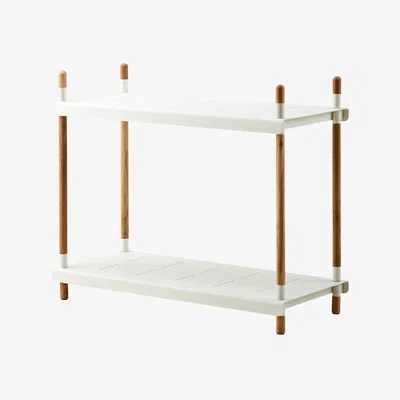 Nordic Nest Cane-line Frame shelving system White tall teak