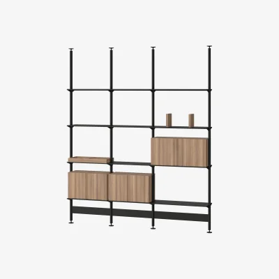 Nordic Nest Pira Pira G2 shelving system F C B Black/Walnut 248–255 cm