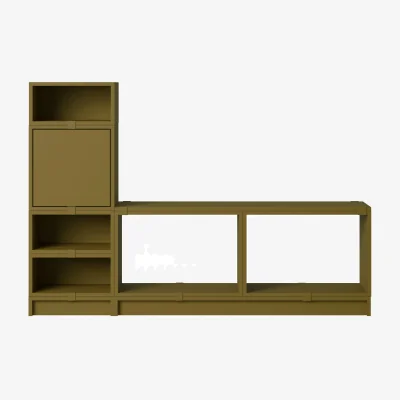 Nordic Nest Muuto Stacked storage system hallway configuration 1 Brown green