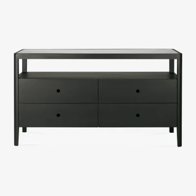 Nordic Nest Ethnicraft Spindle dresser Black lacquered oak 4 drawers