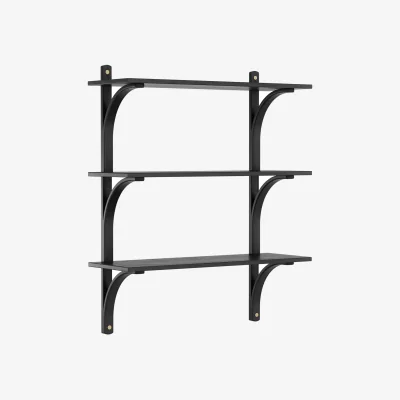 Nordic Nest Swedese Levi shelf 3 shelves Black-stained ash-brass 90 cm