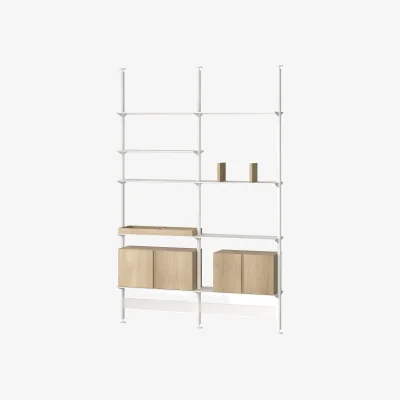 Nordic Nest Pira Pira G2 shelving system F C A White/Oak 256–264 cm