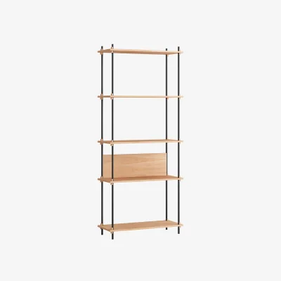 Nordic Nest MOEBE Shelving System classic shelf Oak-black 86x200x35 cm S.200.1.A