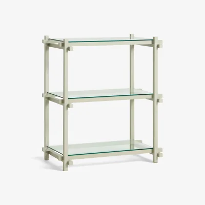 Nordic Nest HAY Woody Column shelf Beech-clear glass low